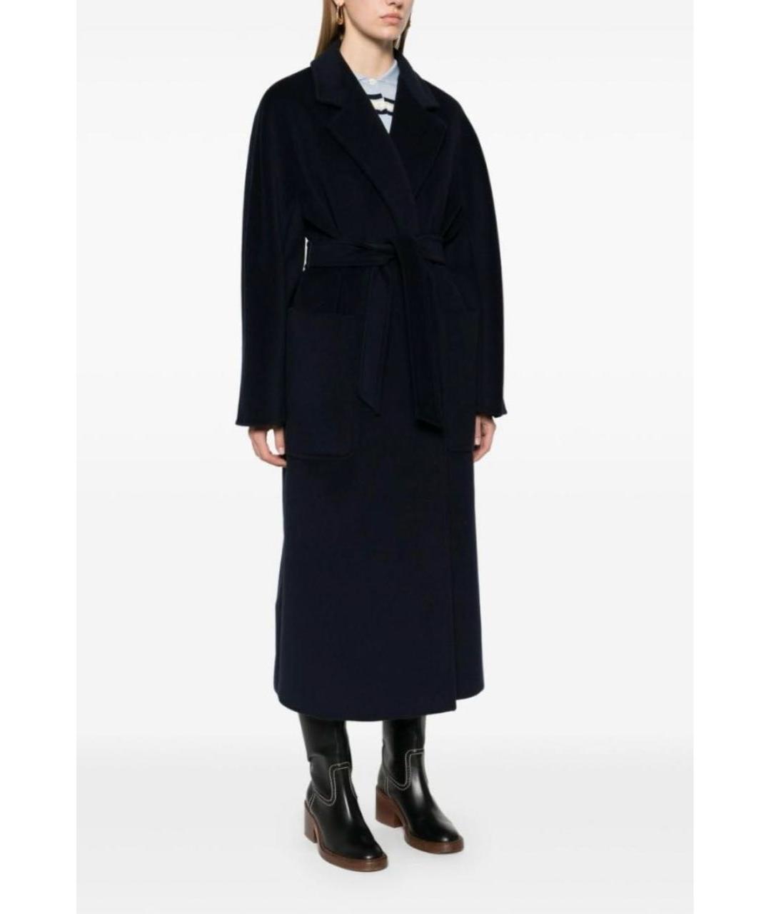 MAX MARA Темно-синее шерстяное пальто, фото 4