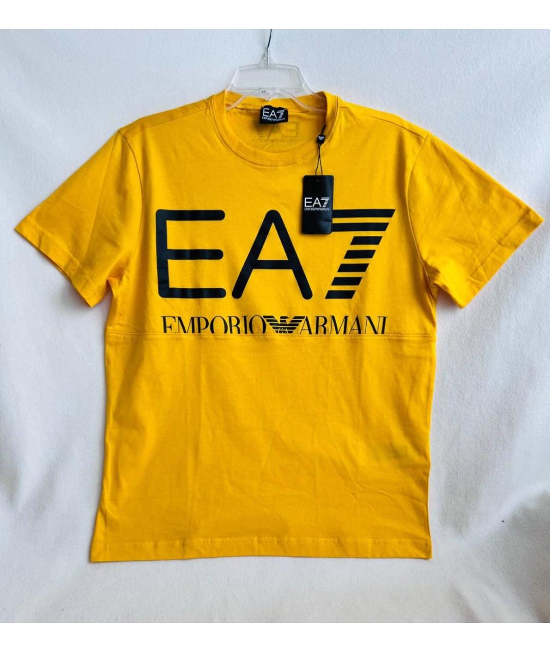 EMPORIO ARMANI Желтая хлопковая футболка, фото 5