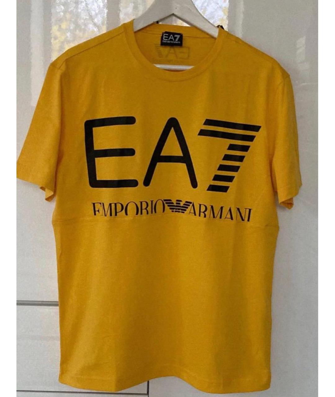 EMPORIO ARMANI Желтая хлопковая футболка, фото 7