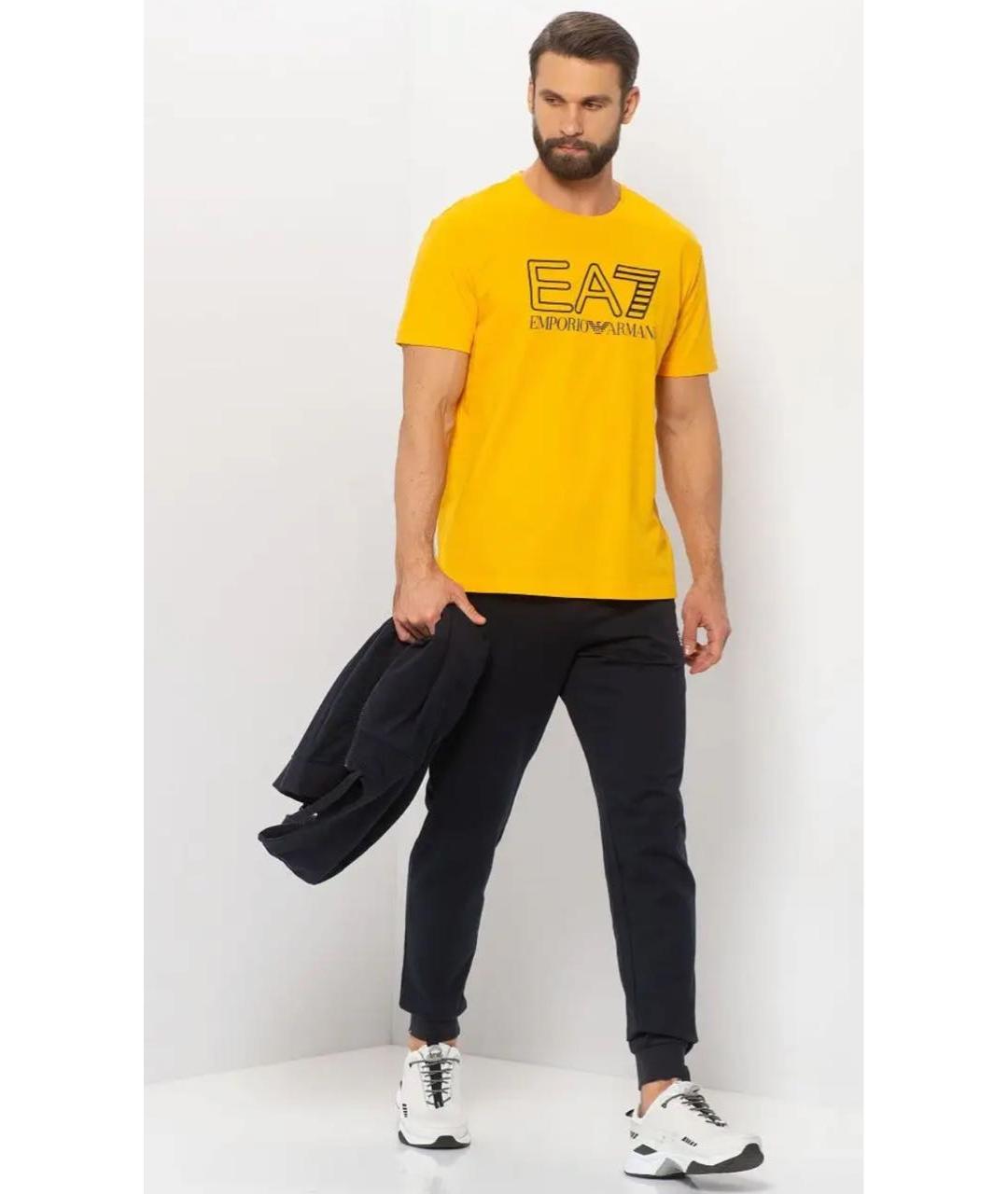 EMPORIO ARMANI Желтая хлопковая футболка, фото 8