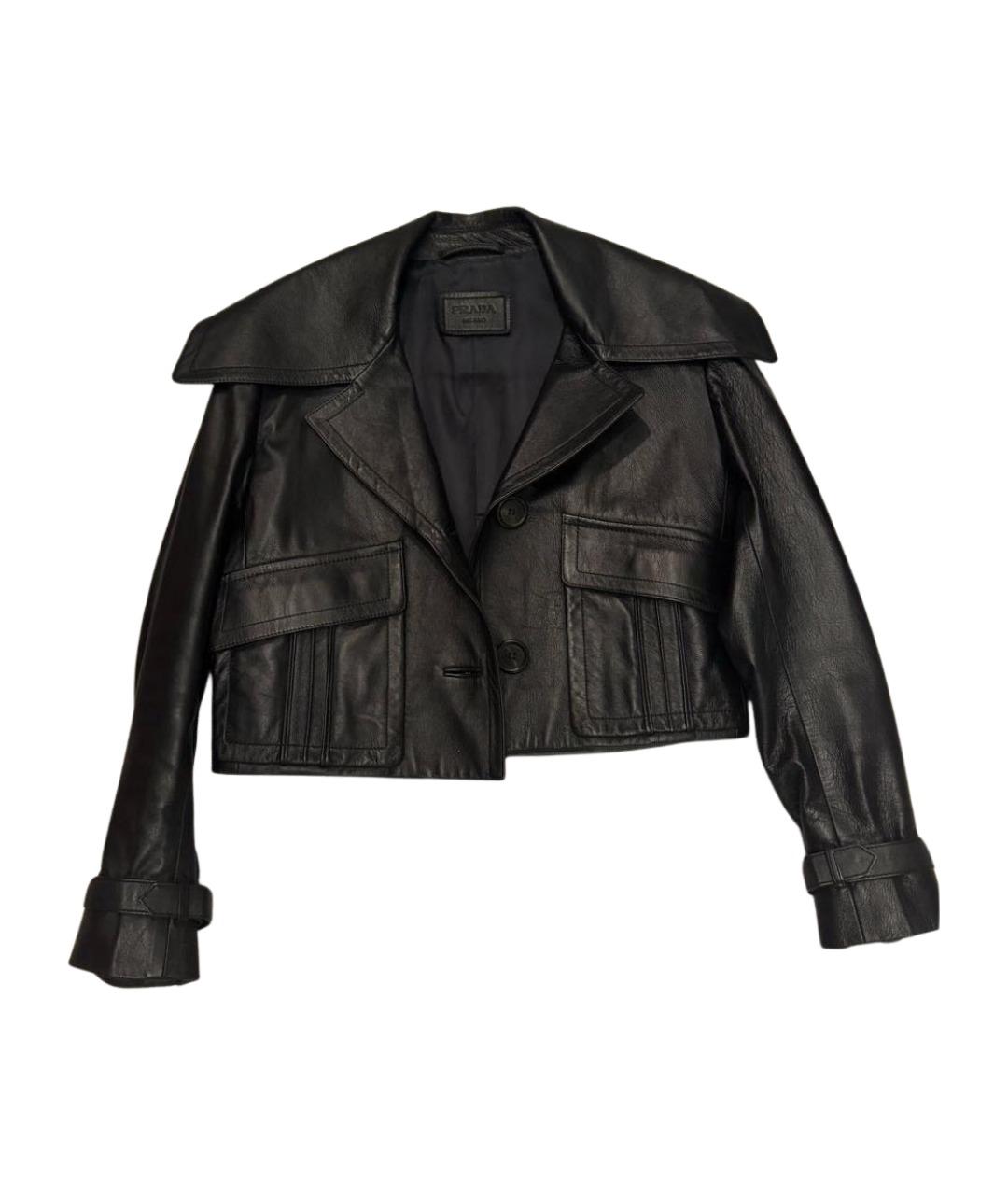 PRADA Черная кожаная куртка, фото 1
