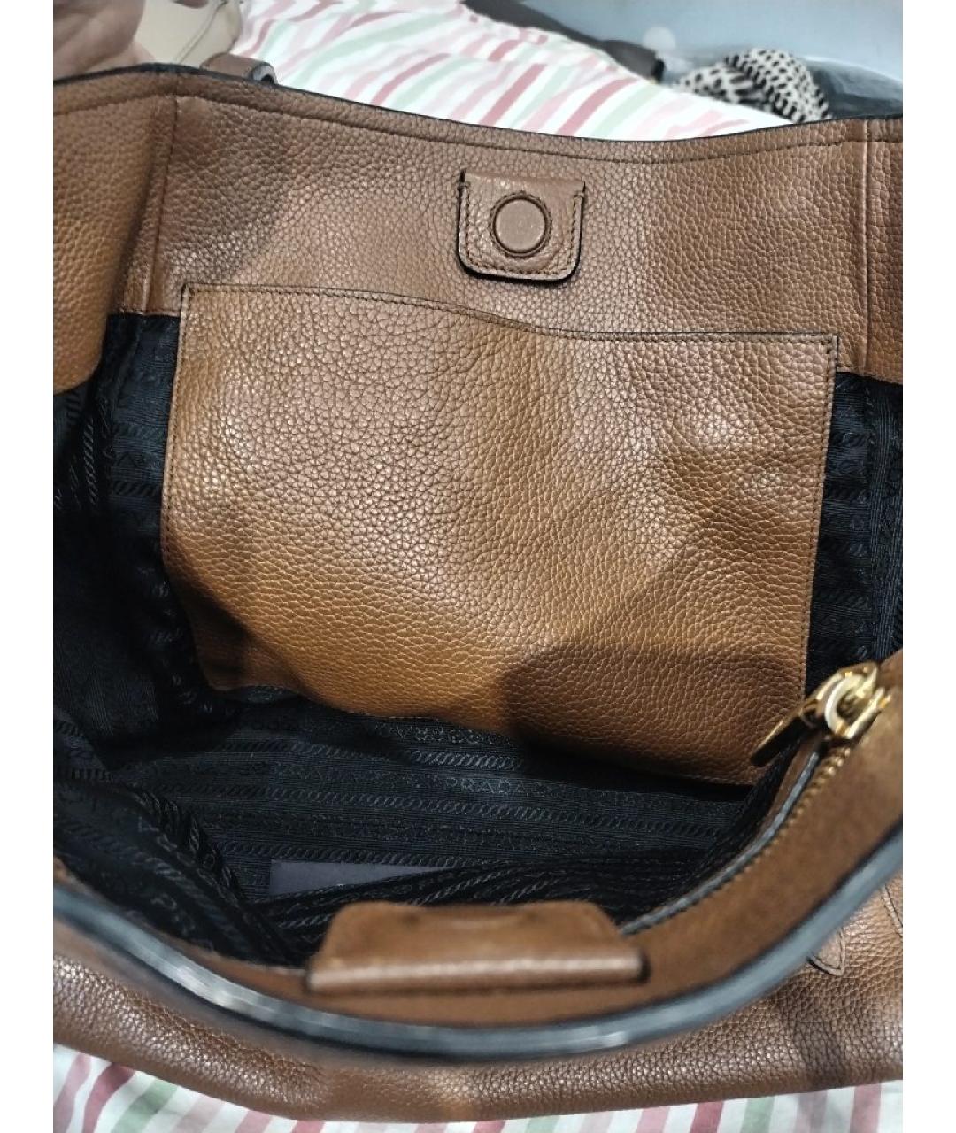 PRADA Коричневая кожаная сумка через плечо, фото 5