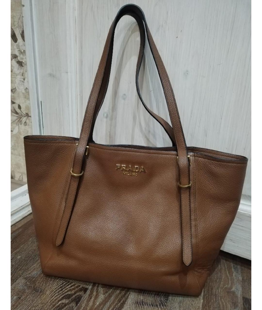 PRADA Коричневая кожаная сумка через плечо, фото 8