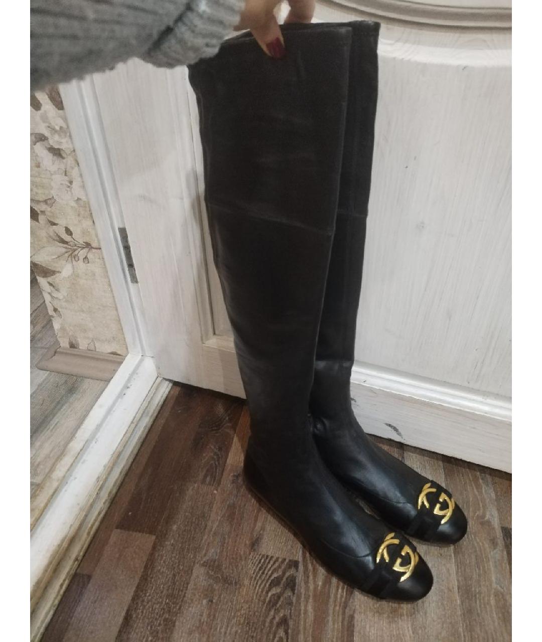 GUCCI Черные кожаные ботфорты, фото 7