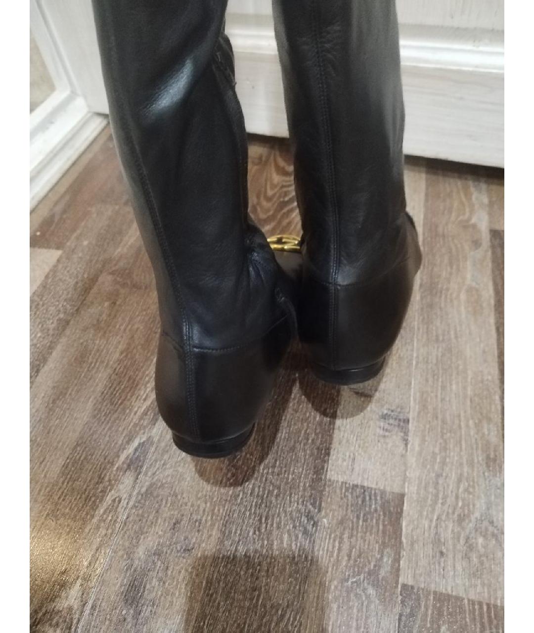 GUCCI Черные кожаные ботфорты, фото 4