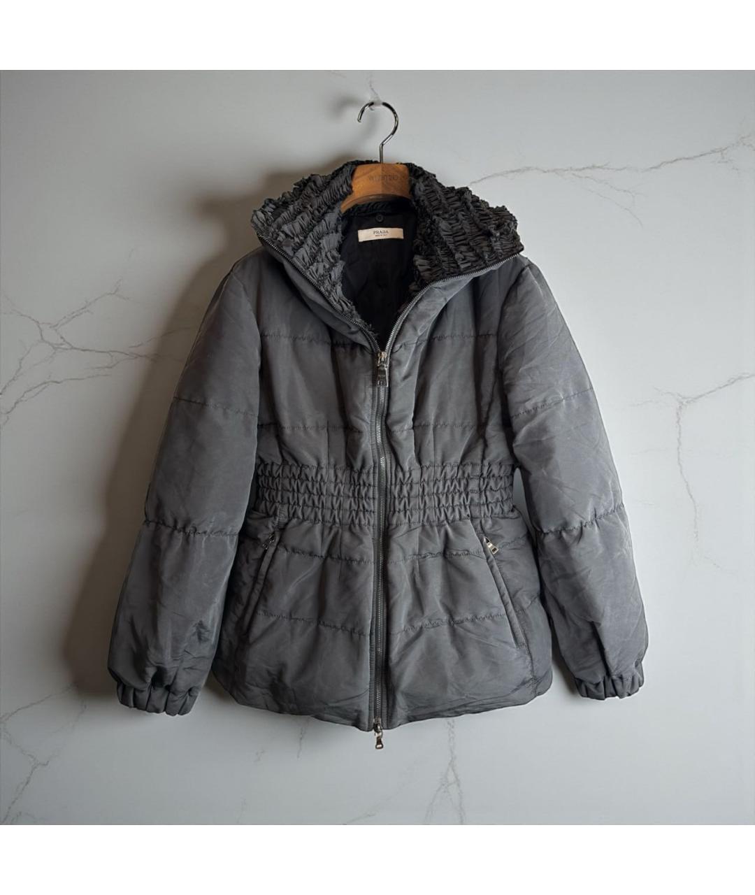 PRADA Антрацитовый шелковый пуховик, фото 9