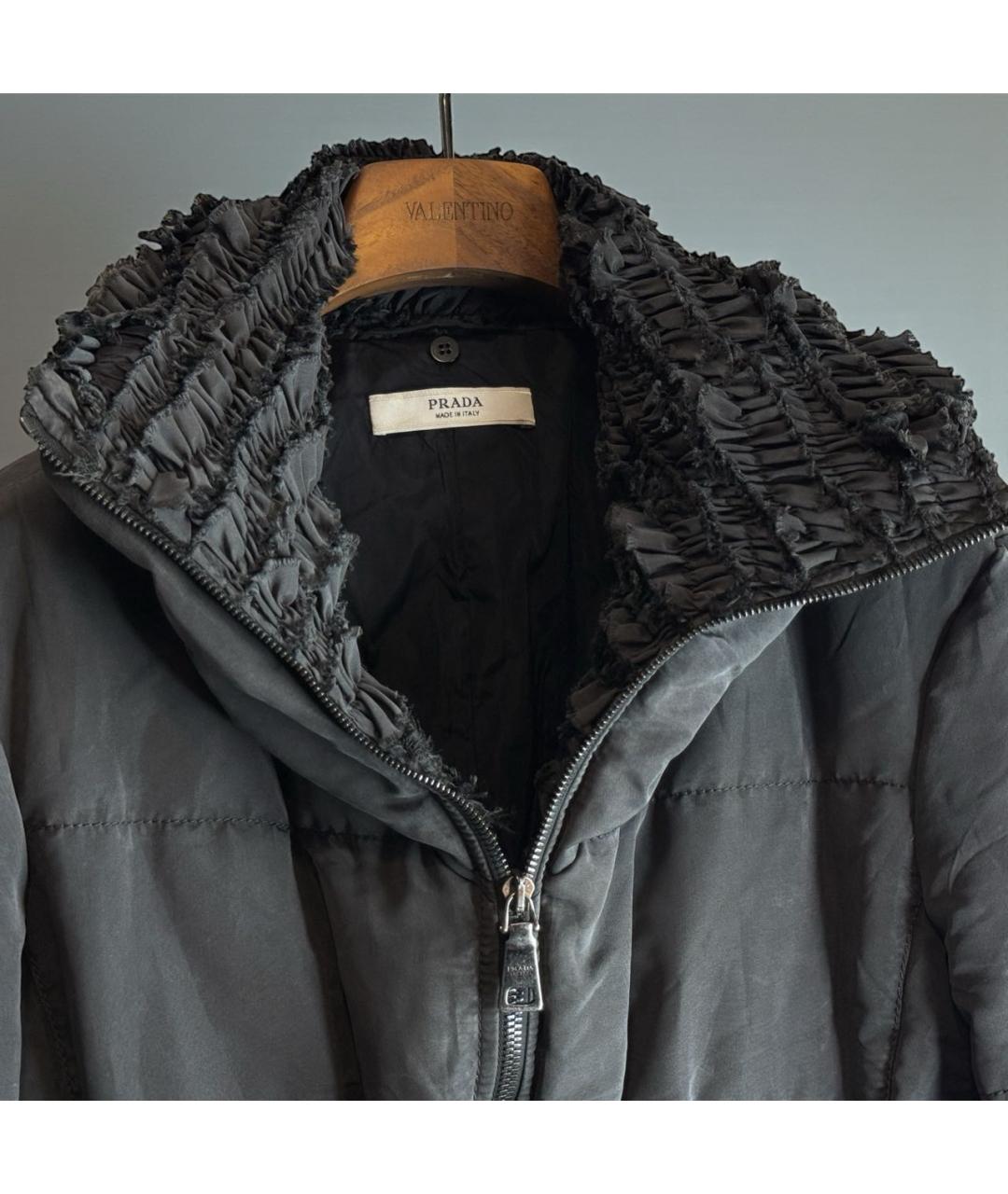 PRADA Антрацитовый шелковый пуховик, фото 2