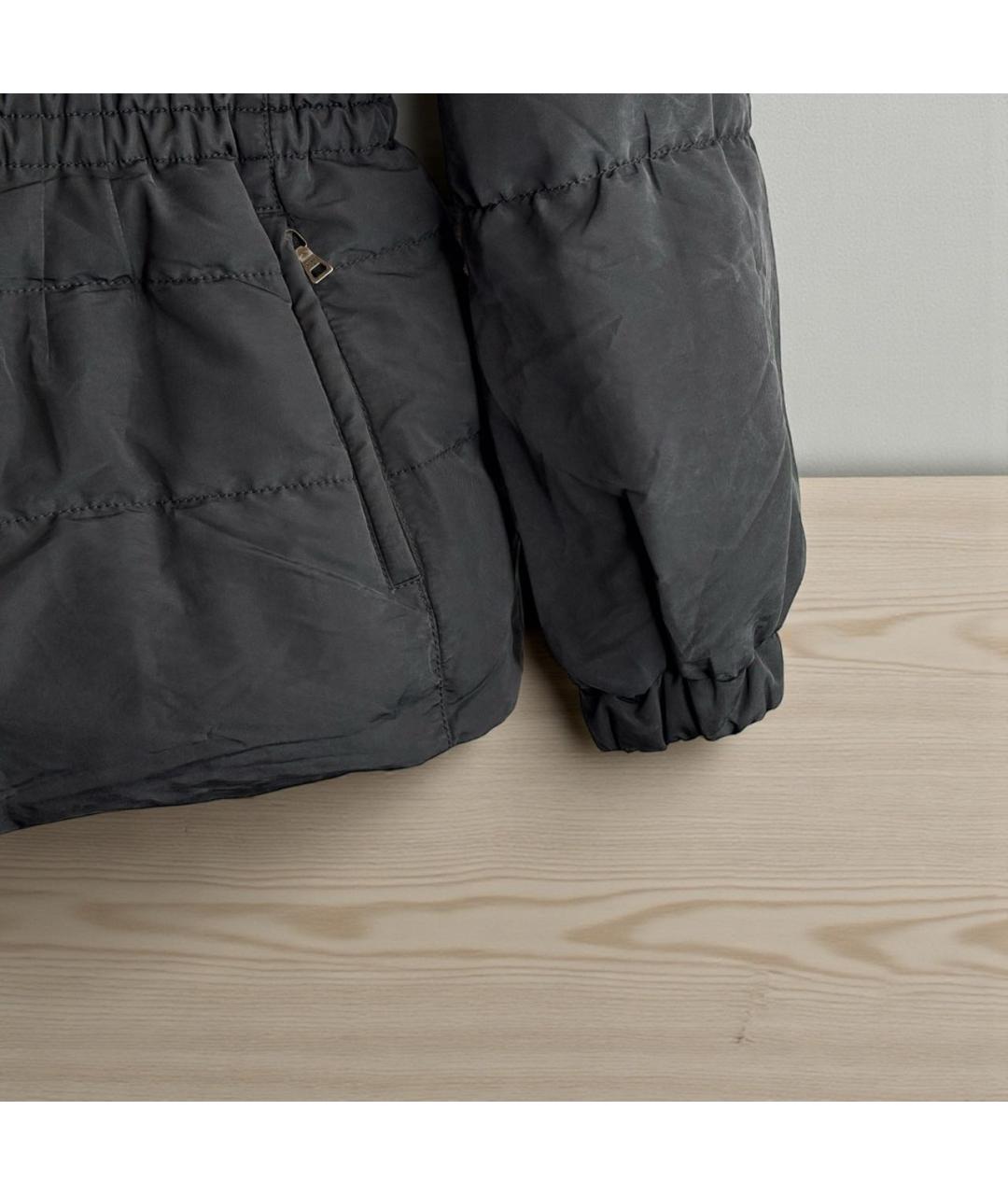 PRADA Антрацитовый шелковый пуховик, фото 3