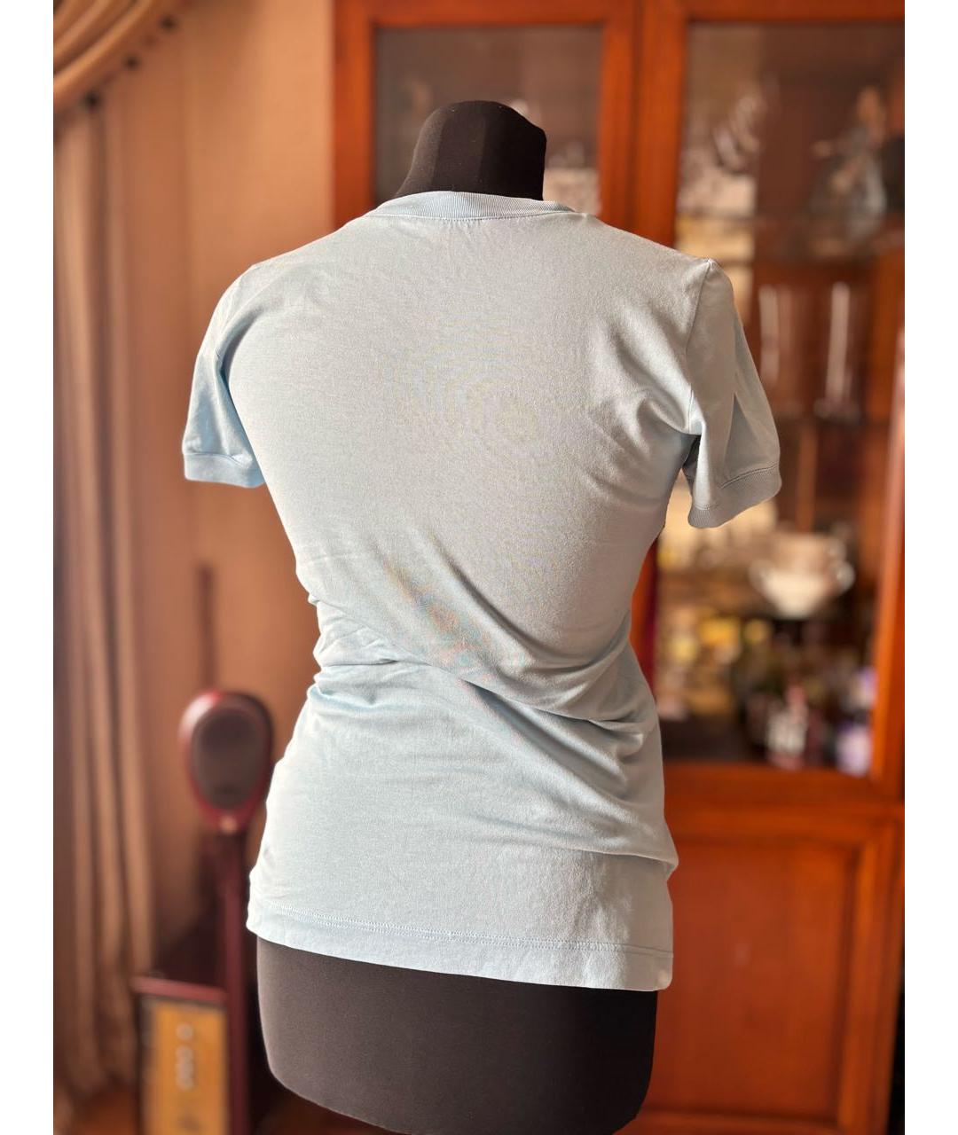 DOLCE&GABBANA Голубая хлопковая футболка, фото 2