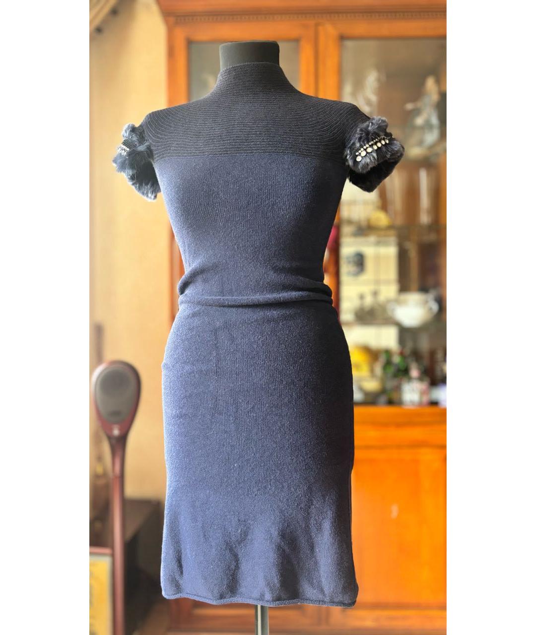 ROBERTO CAVALLI Темно-синее кашемировое повседневное платье, фото 3