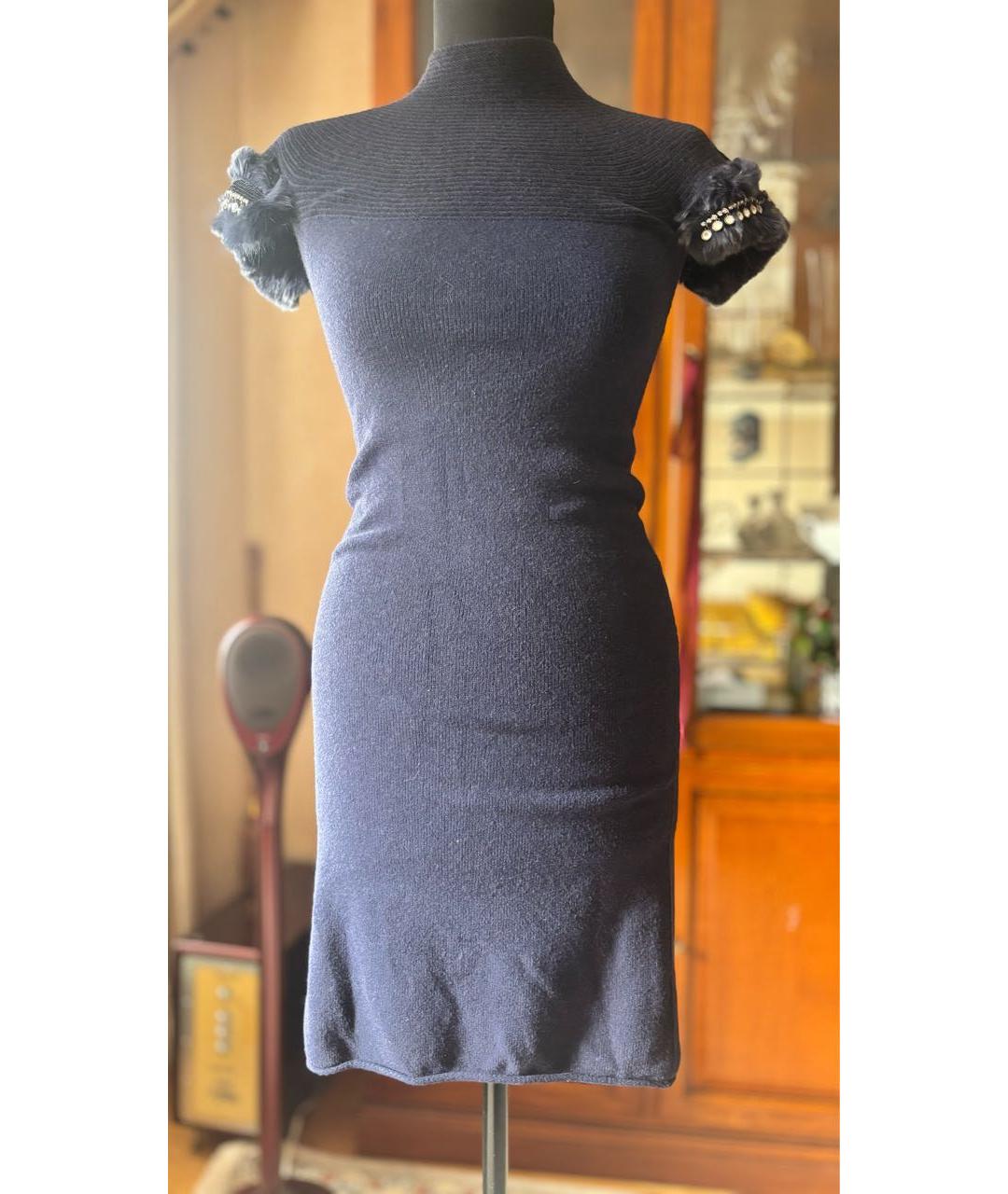 ROBERTO CAVALLI Темно-синее кашемировое повседневное платье, фото 4