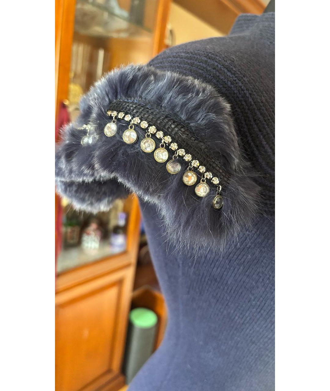 ROBERTO CAVALLI Темно-синее кашемировое повседневное платье, фото 6