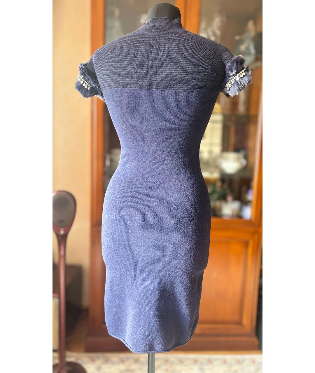 ROBERTO CAVALLI Темно-синее кашемировое повседневное платье, фото 2