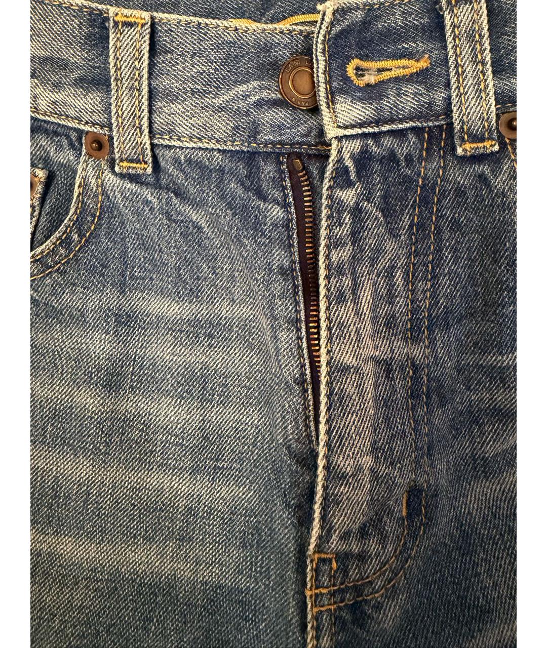 SAINT LAURENT Синие хлопковые прямые джинсы, фото 4