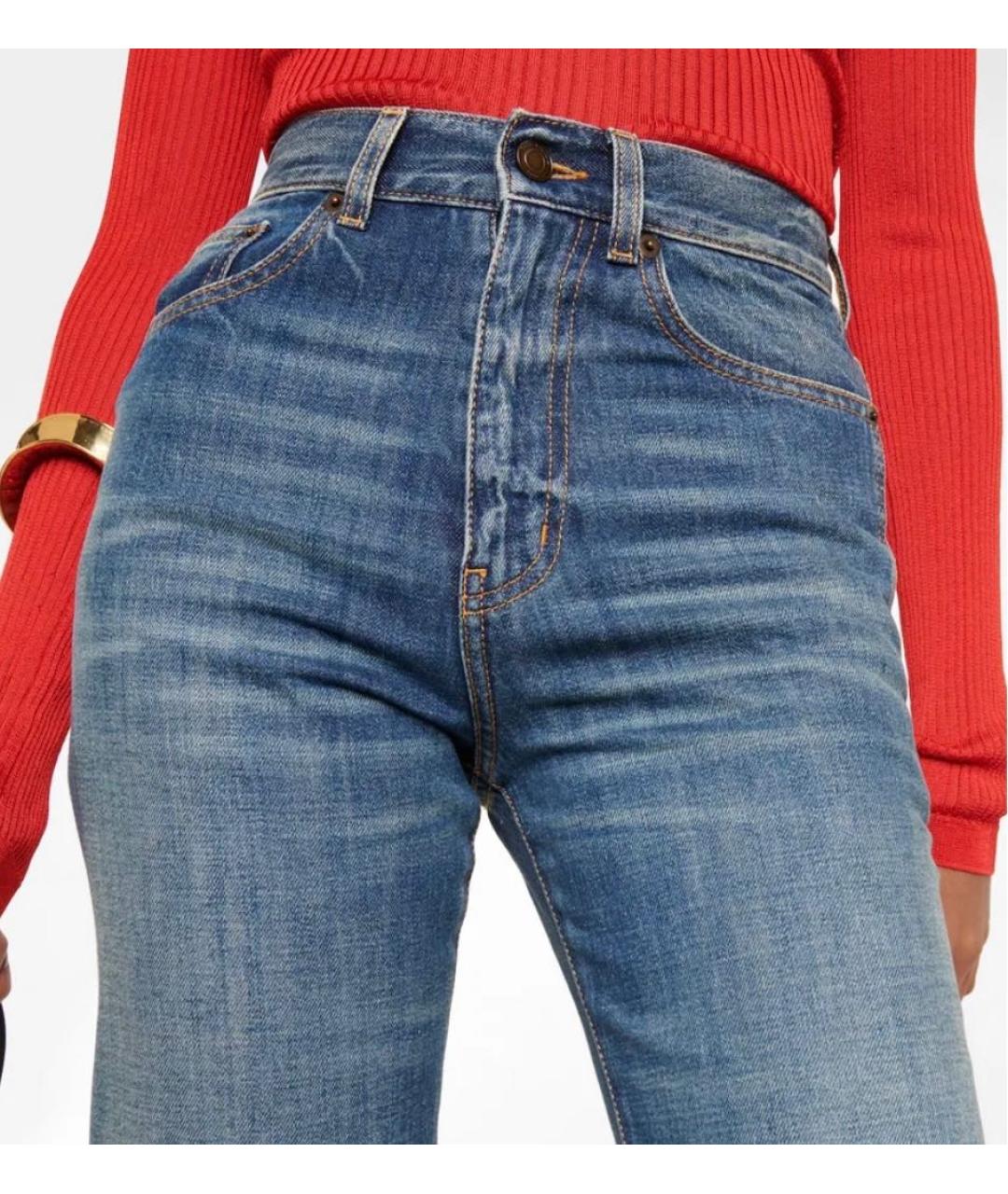 SAINT LAURENT Синие хлопковые прямые джинсы, фото 3