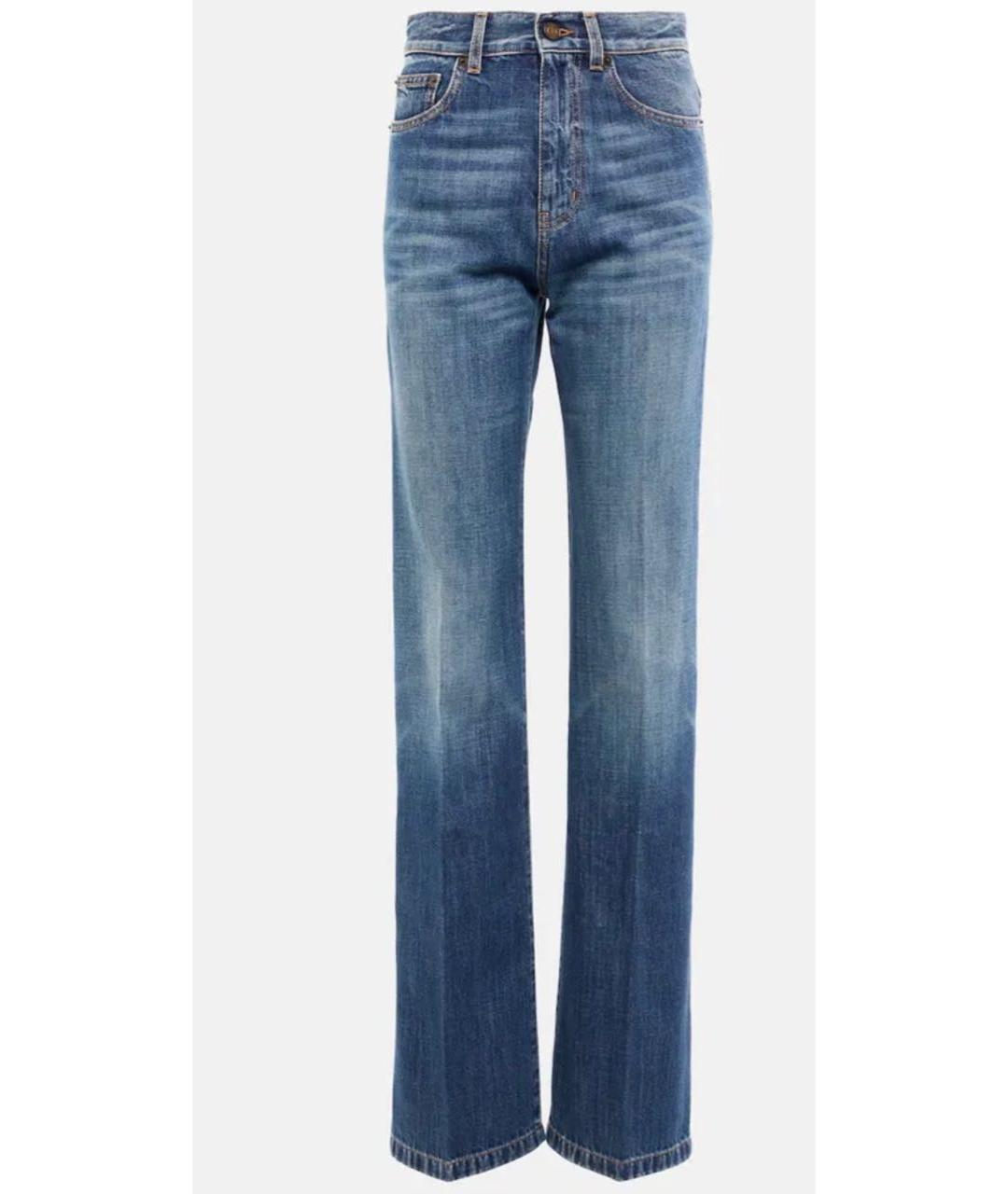 SAINT LAURENT Синие хлопковые прямые джинсы, фото 6