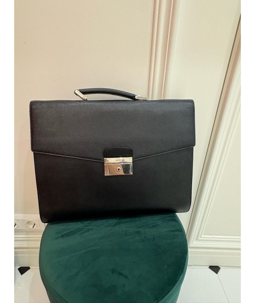 PRADA Черный кожаный портфель, фото 5