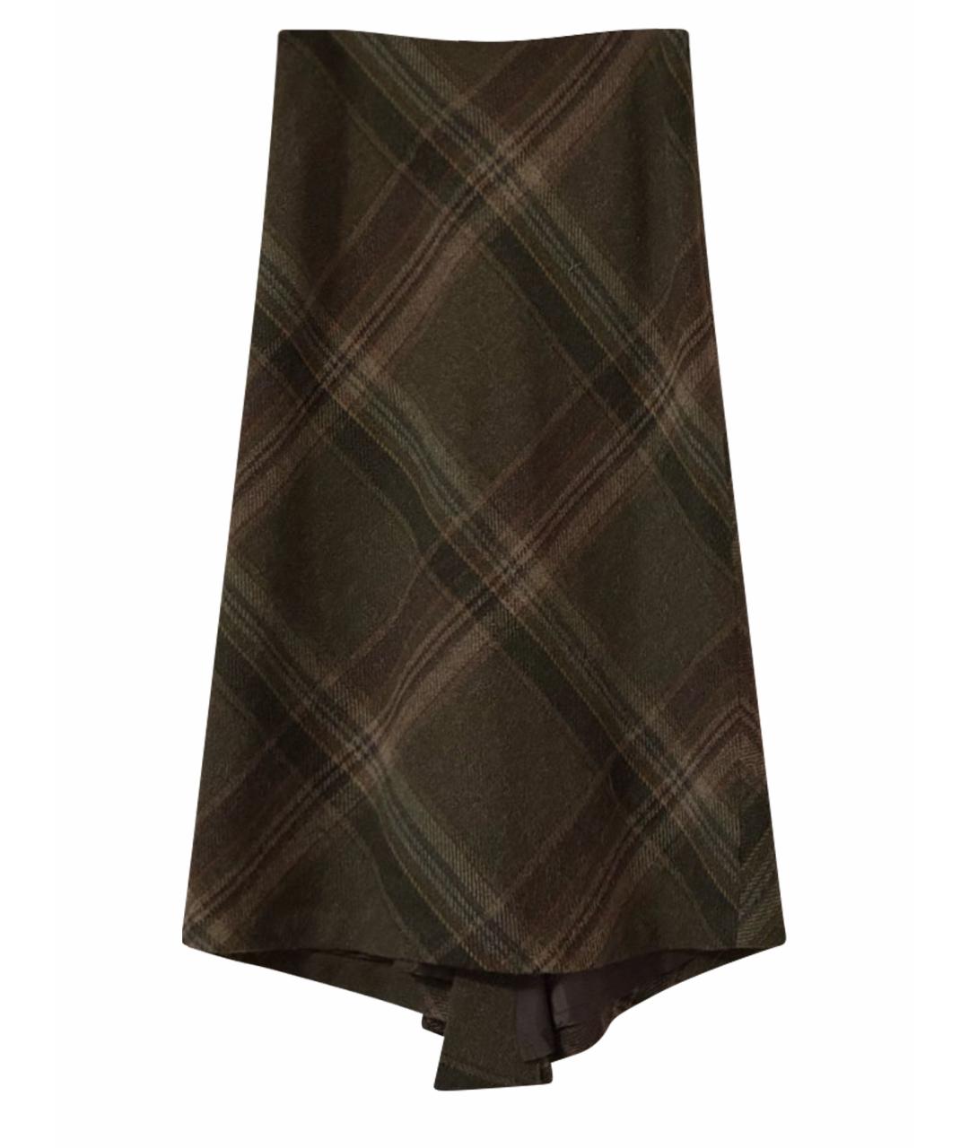 RALPH LAUREN Коричневая шерстяная юбка макси, фото 1