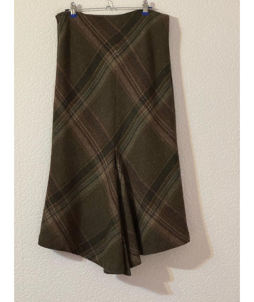 RALPH LAUREN Коричневая шерстяная юбка макси, фото 2