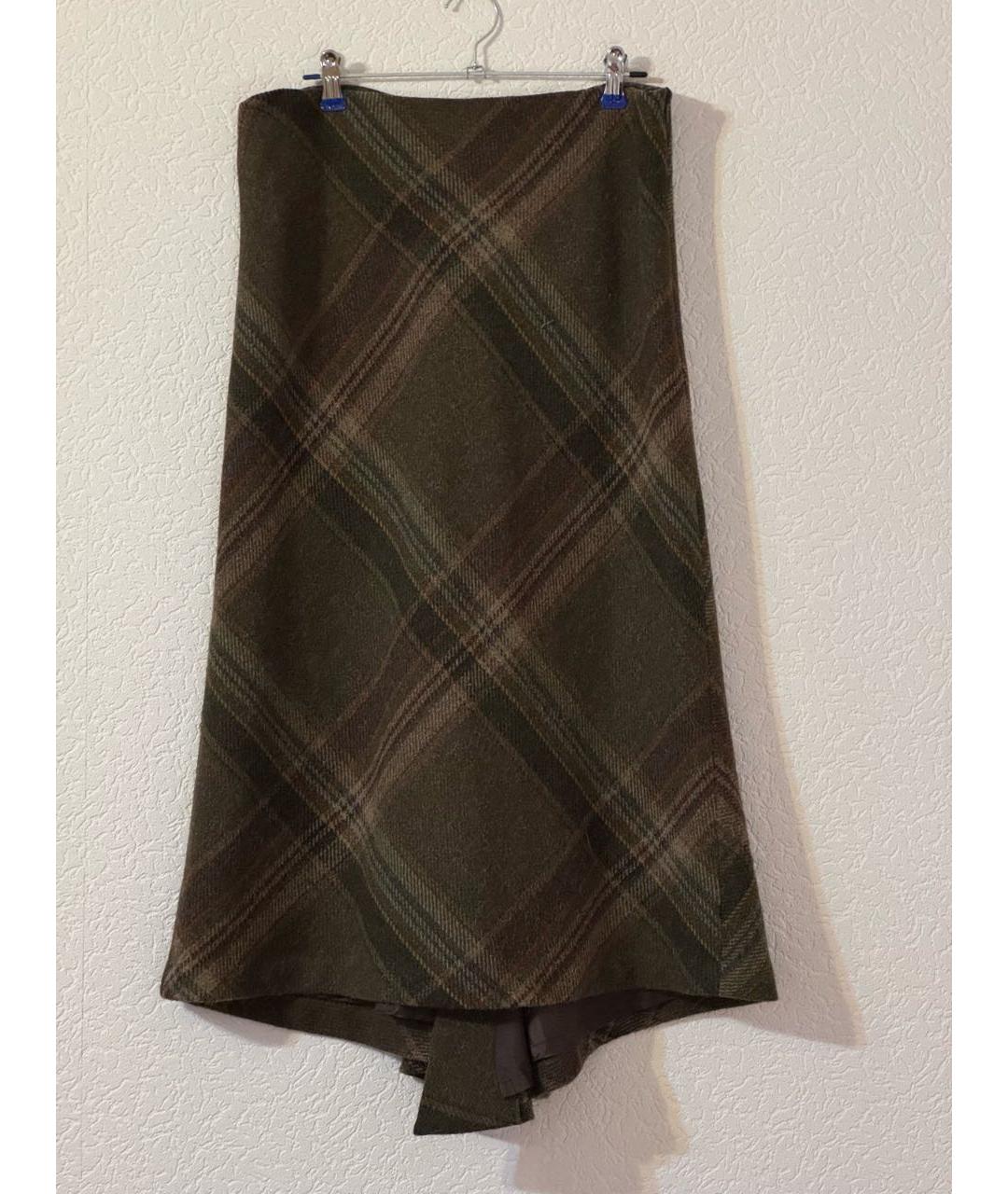 RALPH LAUREN Коричневая шерстяная юбка макси, фото 7
