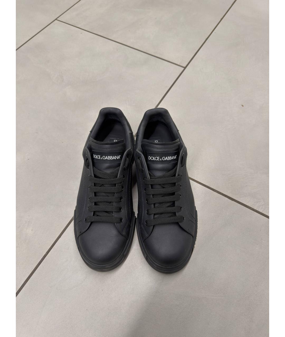 DOLCE&GABBANA Черные кожаные низкие кроссовки / кеды, фото 2