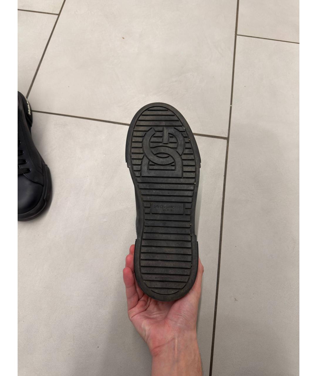 DOLCE&GABBANA Черные кожаные низкие кроссовки / кеды, фото 3