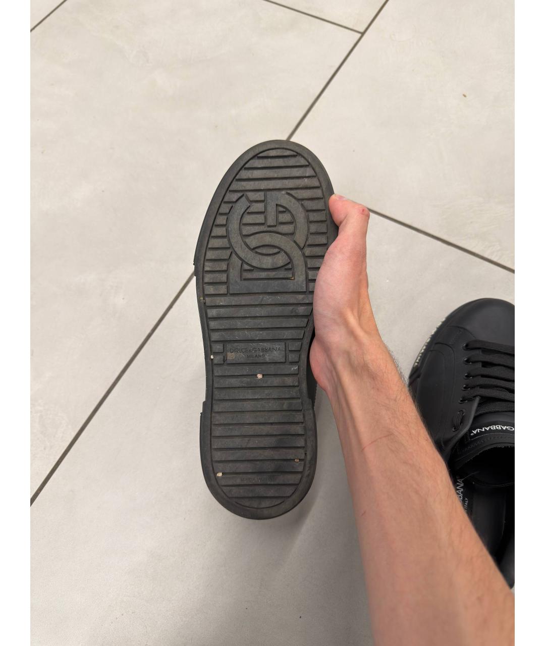 DOLCE&GABBANA Черные кожаные низкие кроссовки / кеды, фото 4