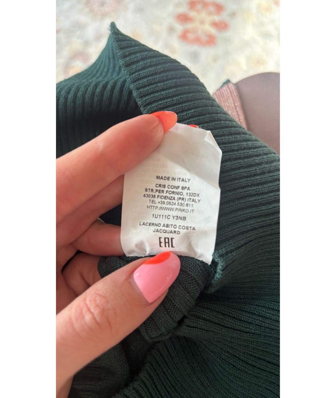 PINKO Зеленые вискозное повседневное платье, фото 7