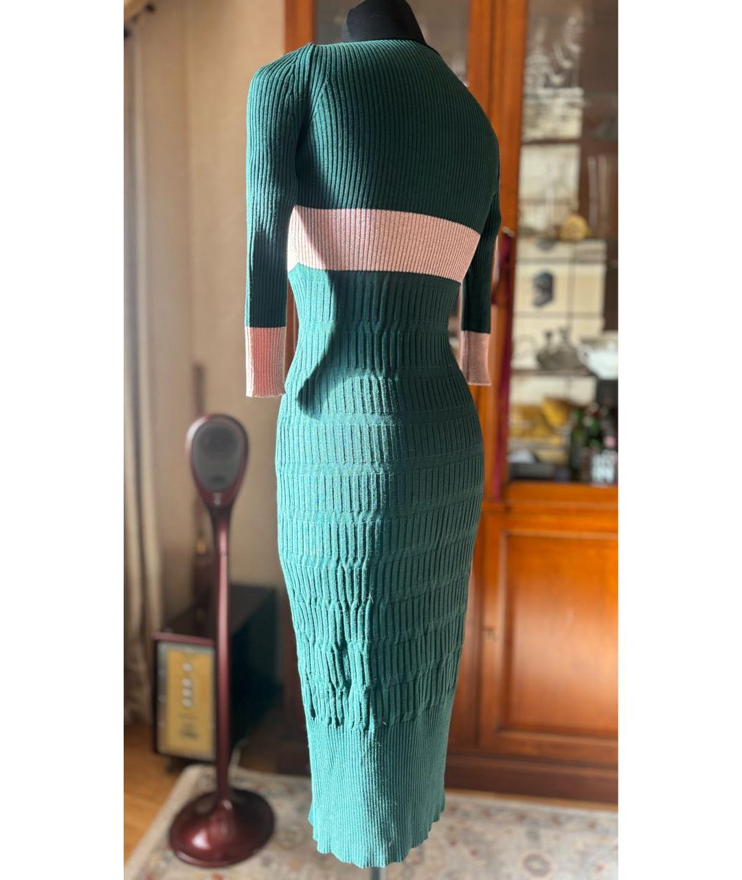 PINKO Зеленые вискозное повседневное платье, фото 4