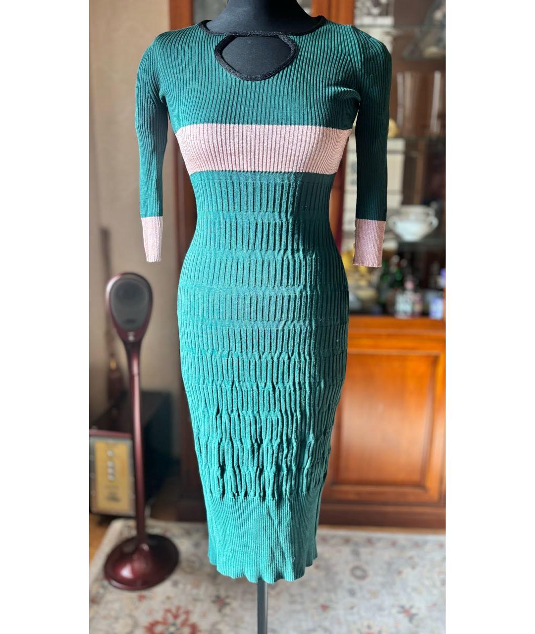 PINKO Зеленые вискозное повседневное платье, фото 9