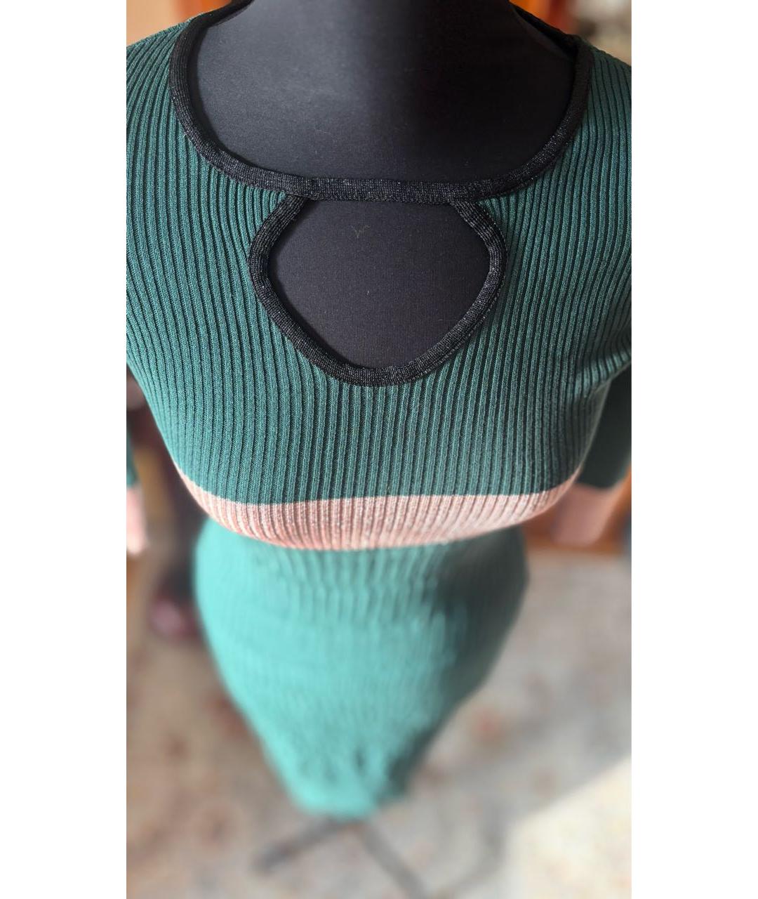 PINKO Зеленые вискозное повседневное платье, фото 5