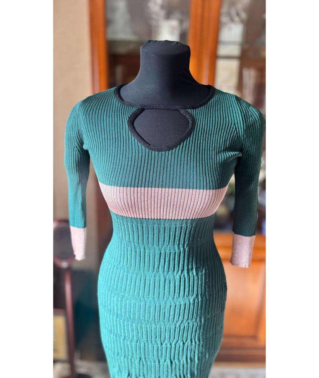 PINKO Зеленые вискозное повседневное платье, фото 2