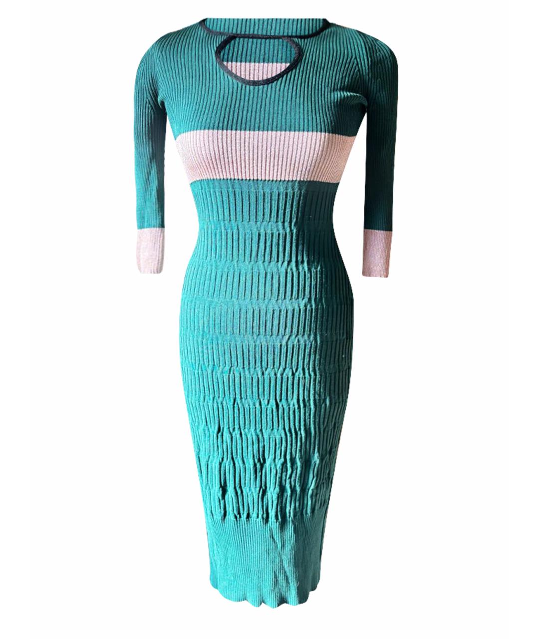 PINKO Зеленые вискозное повседневное платье, фото 1