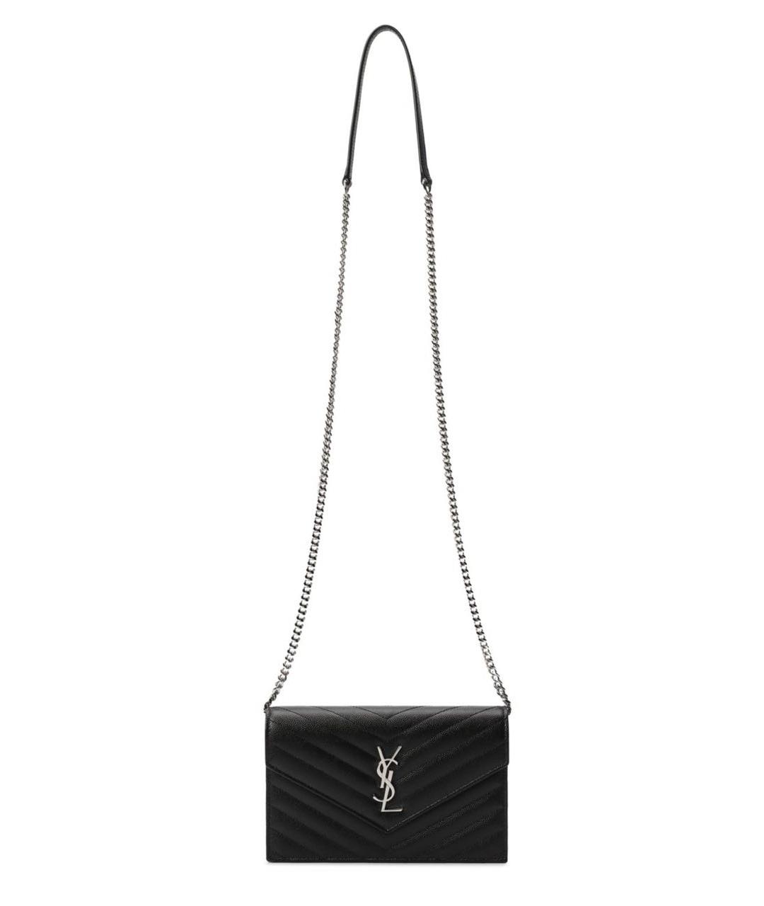 SAINT LAURENT Черная кожаная сумка через плечо, фото 6
