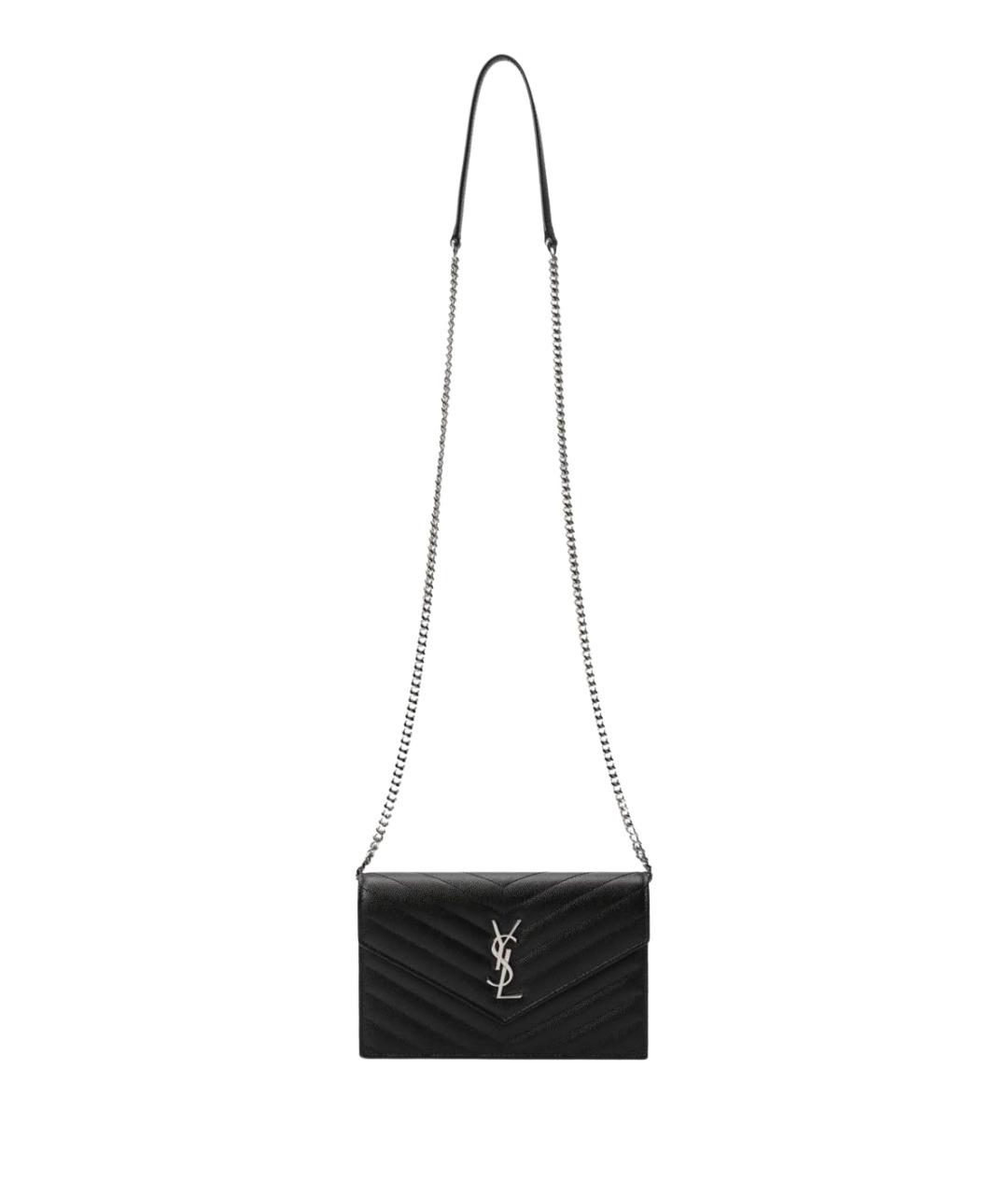 SAINT LAURENT Черная кожаная сумка через плечо, фото 1