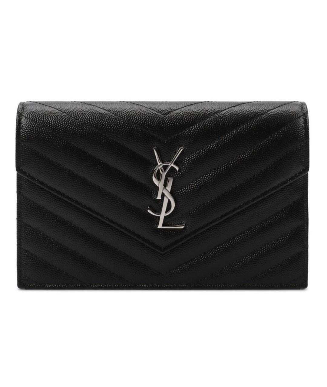 SAINT LAURENT Черная кожаная сумка через плечо, фото 2