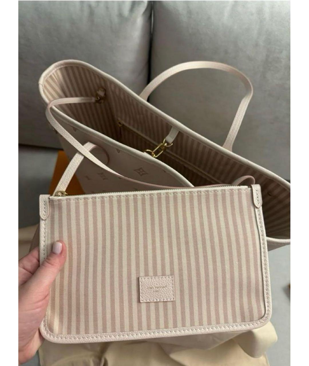 LOUIS VUITTON Бежевая кожаная сумка тоут, фото 5