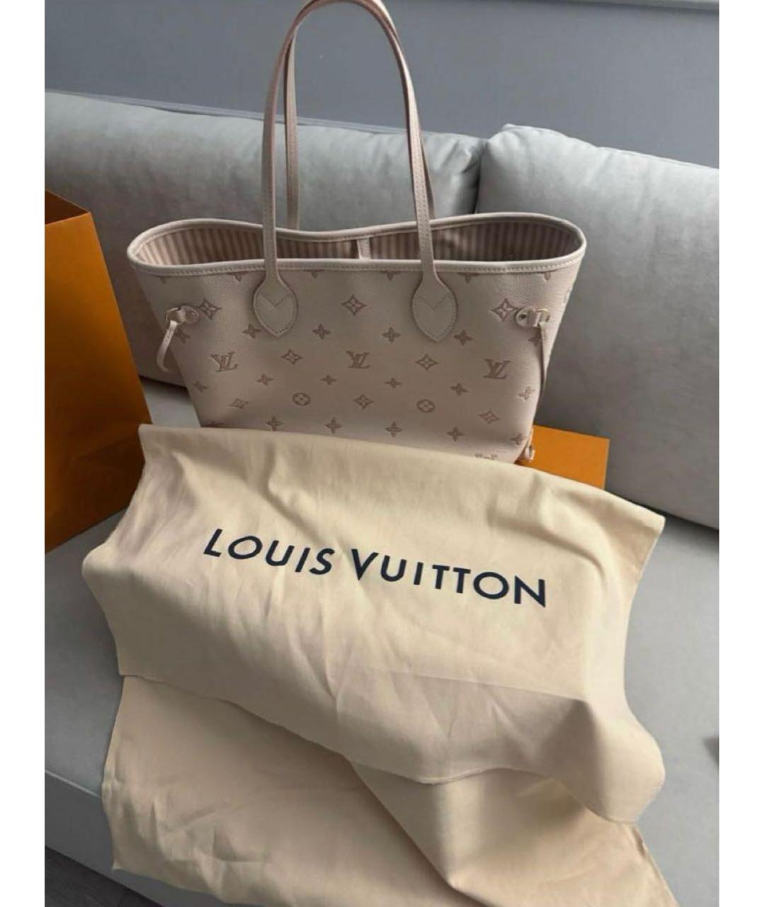 LOUIS VUITTON Бежевая кожаная сумка тоут, фото 6