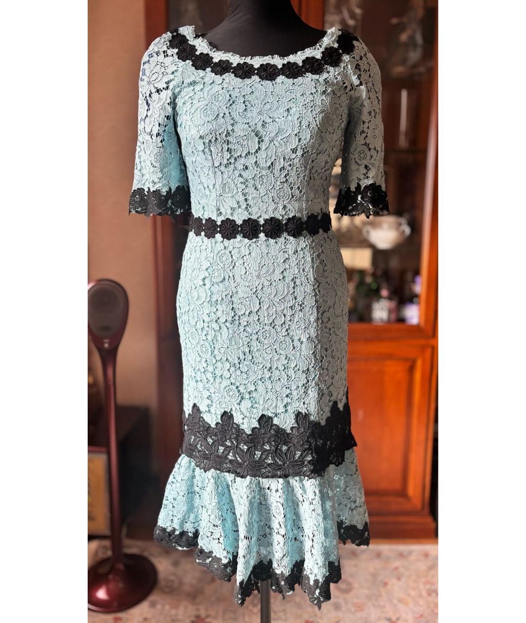 DOLCE&GABBANA Голубое вискозное коктейльное платье, фото 9