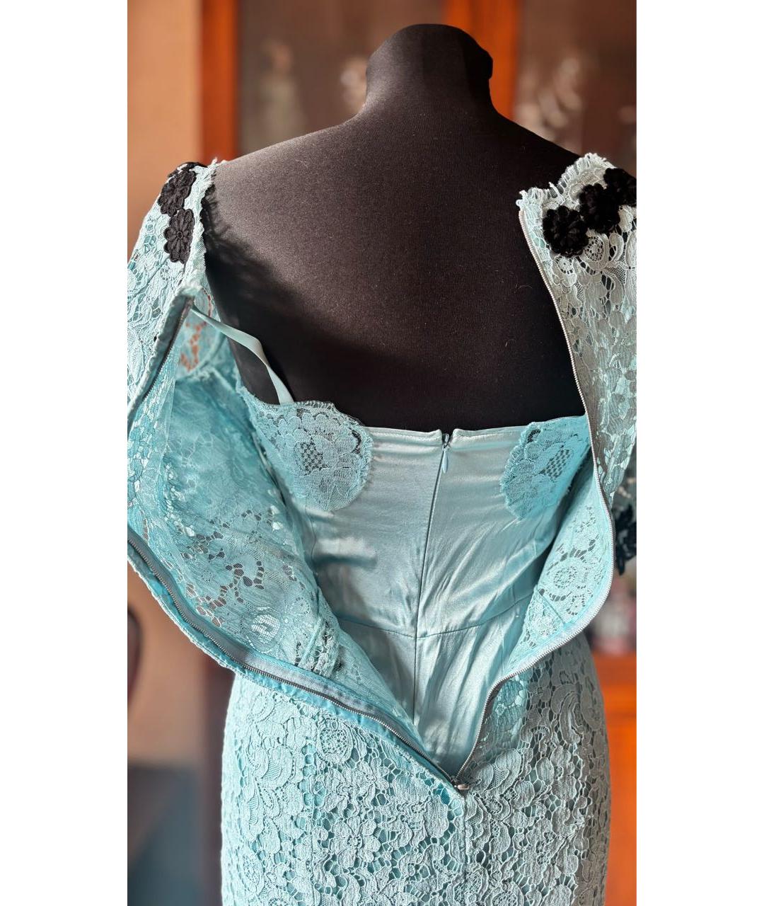 DOLCE&GABBANA Голубое вискозное коктейльное платье, фото 5