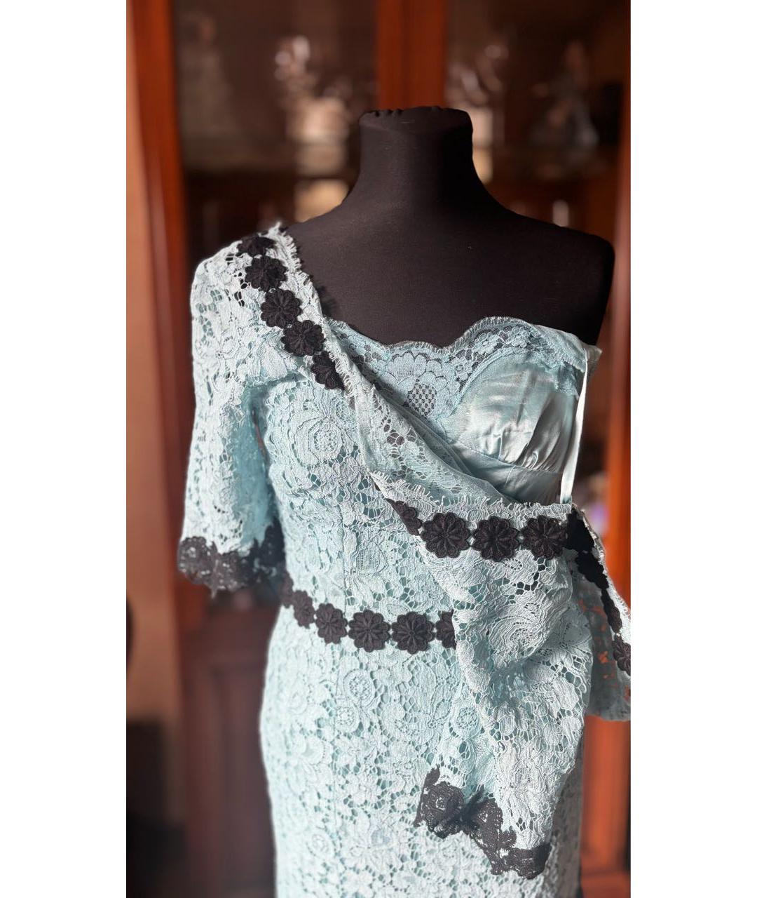 DOLCE&GABBANA Голубое вискозное коктейльное платье, фото 6