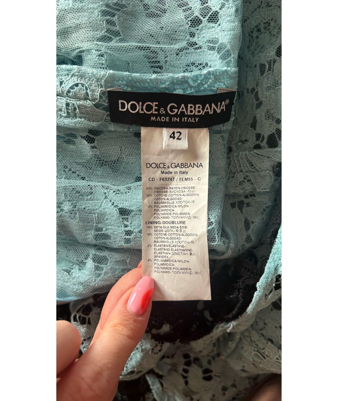 DOLCE&GABBANA Голубое вискозное коктейльное платье, фото 7