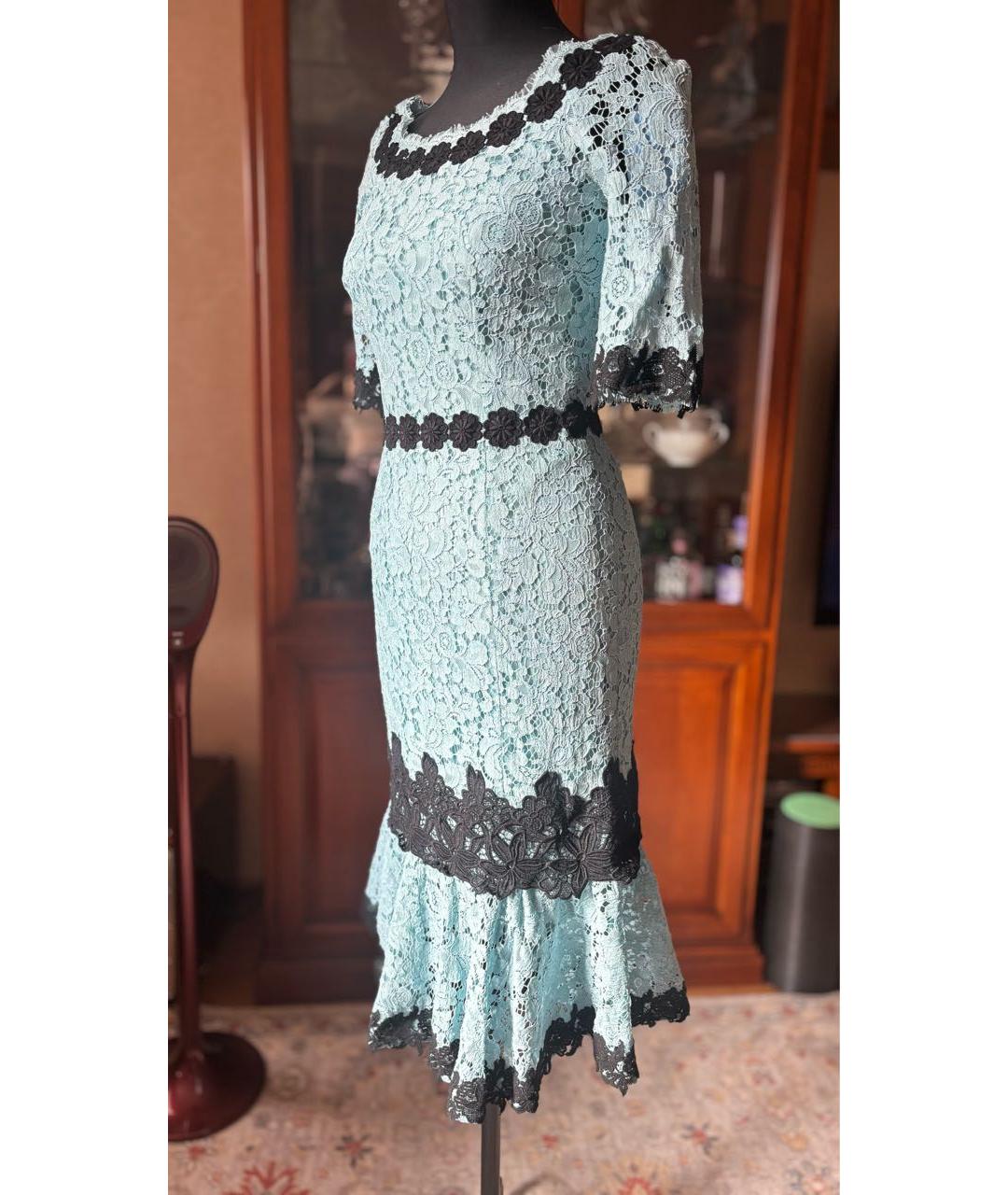 DOLCE&GABBANA Голубое вискозное коктейльное платье, фото 2