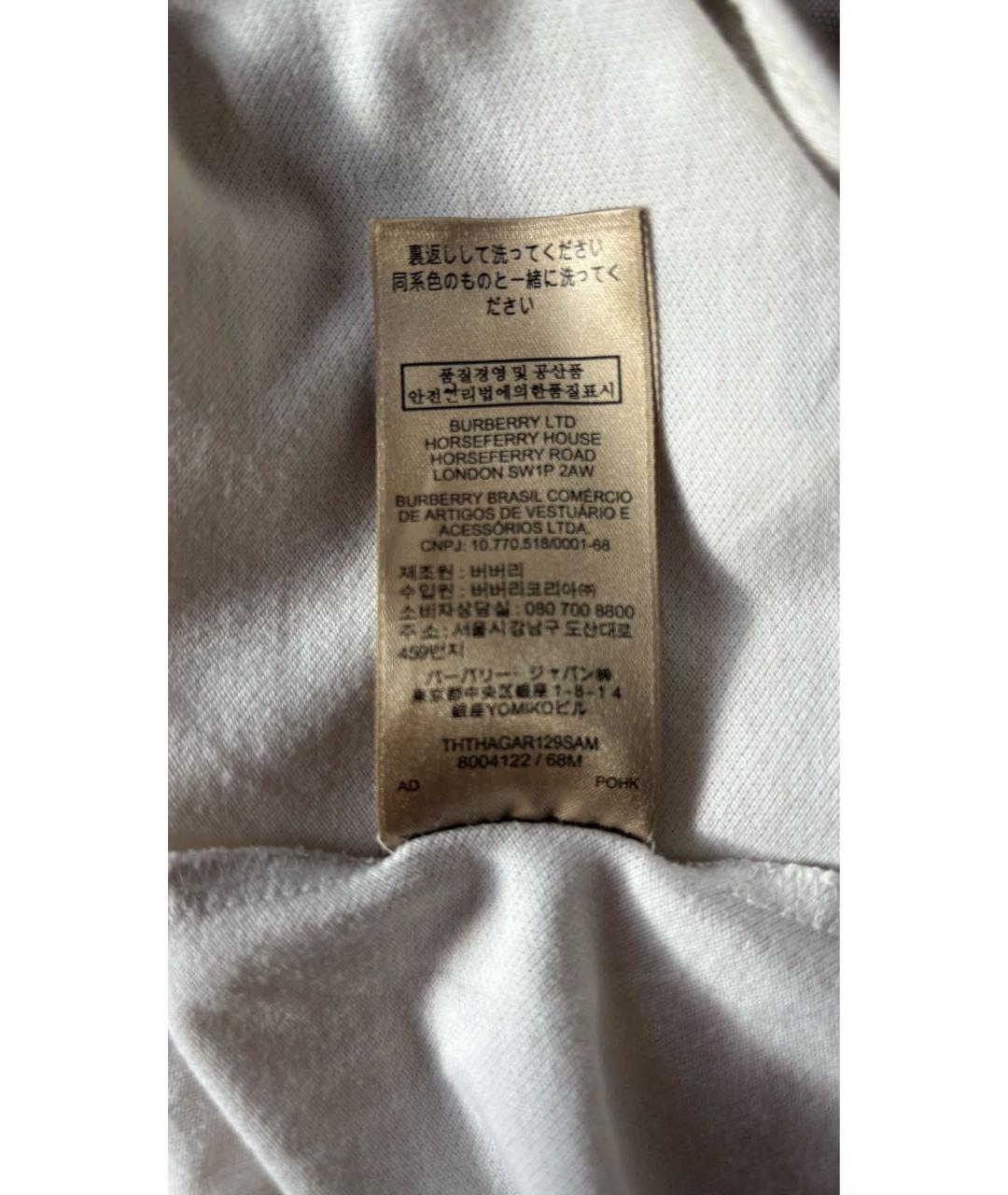 BURBERRY Бежевая хлопковая футболка, фото 6