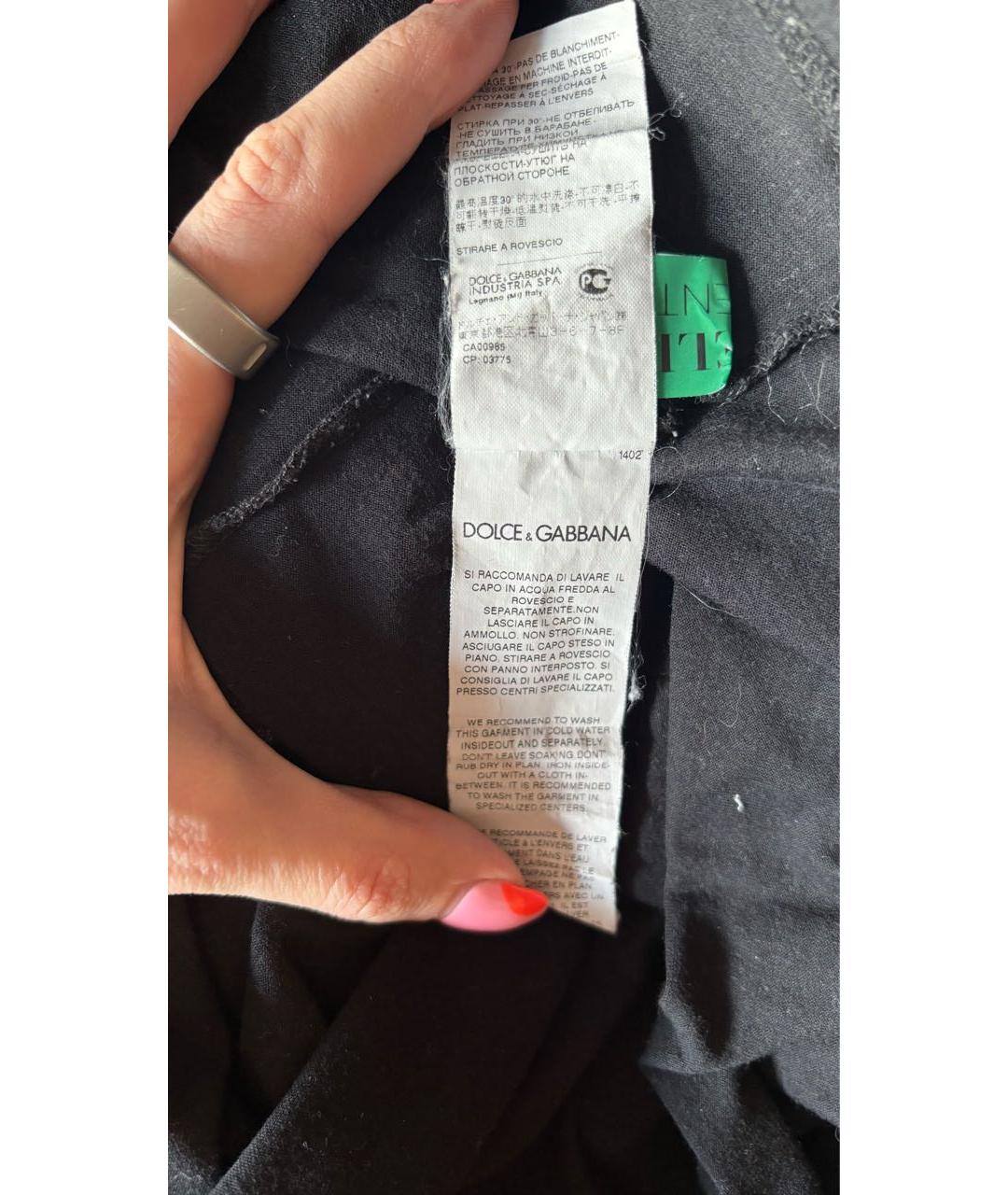 DOLCE&GABBANA Черная хлопковая футболка, фото 5