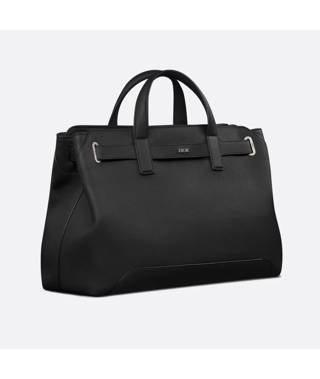 CHRISTIAN DIOR Черная кожаная сумка тоут, фото 5