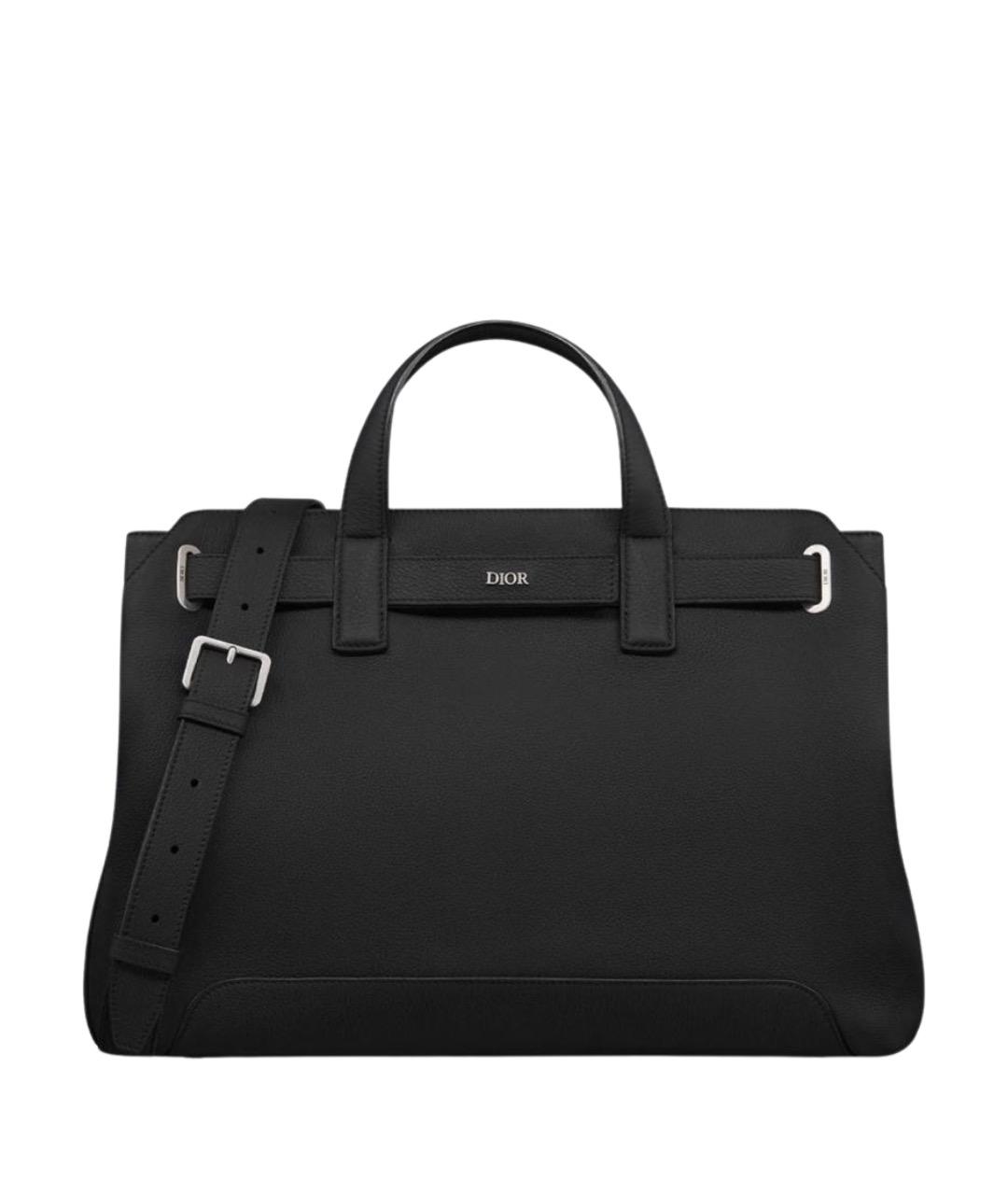 CHRISTIAN DIOR Черная кожаная сумка тоут, фото 1