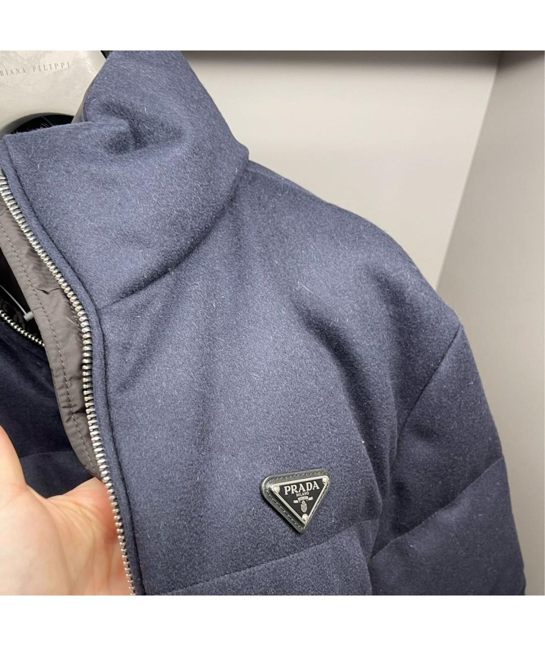 PRADA Темно-синий полиэстеровый пуховик, фото 2