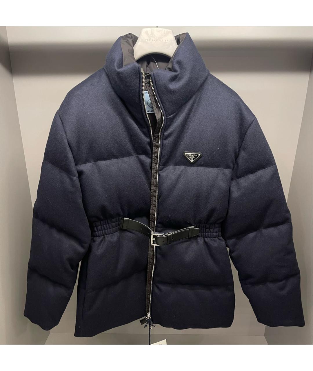 PRADA Темно-синий полиэстеровый пуховик, фото 5
