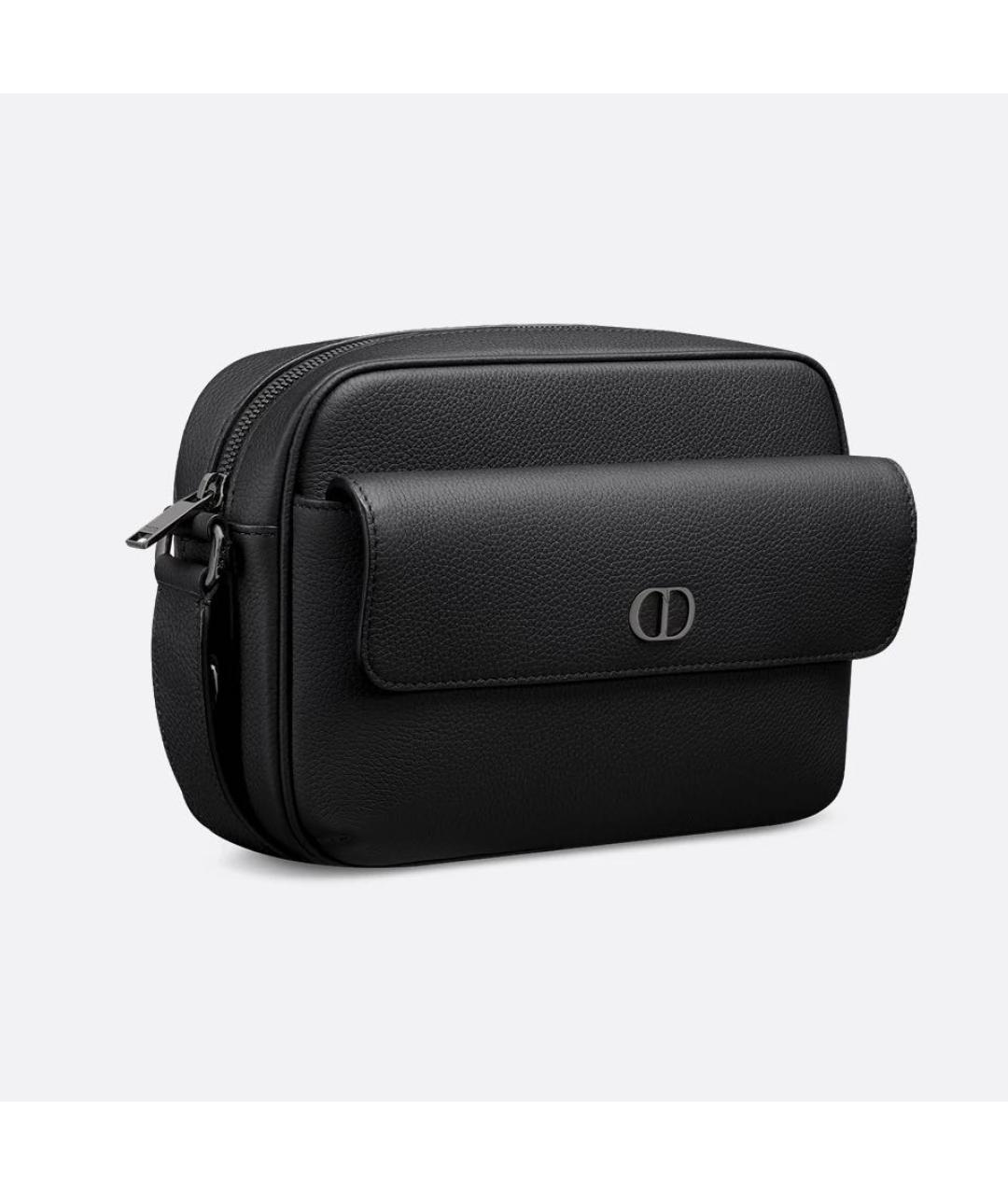 CHRISTIAN DIOR Черная кожаная сумка на плечо, фото 4